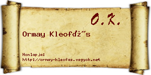 Ormay Kleofás névjegykártya